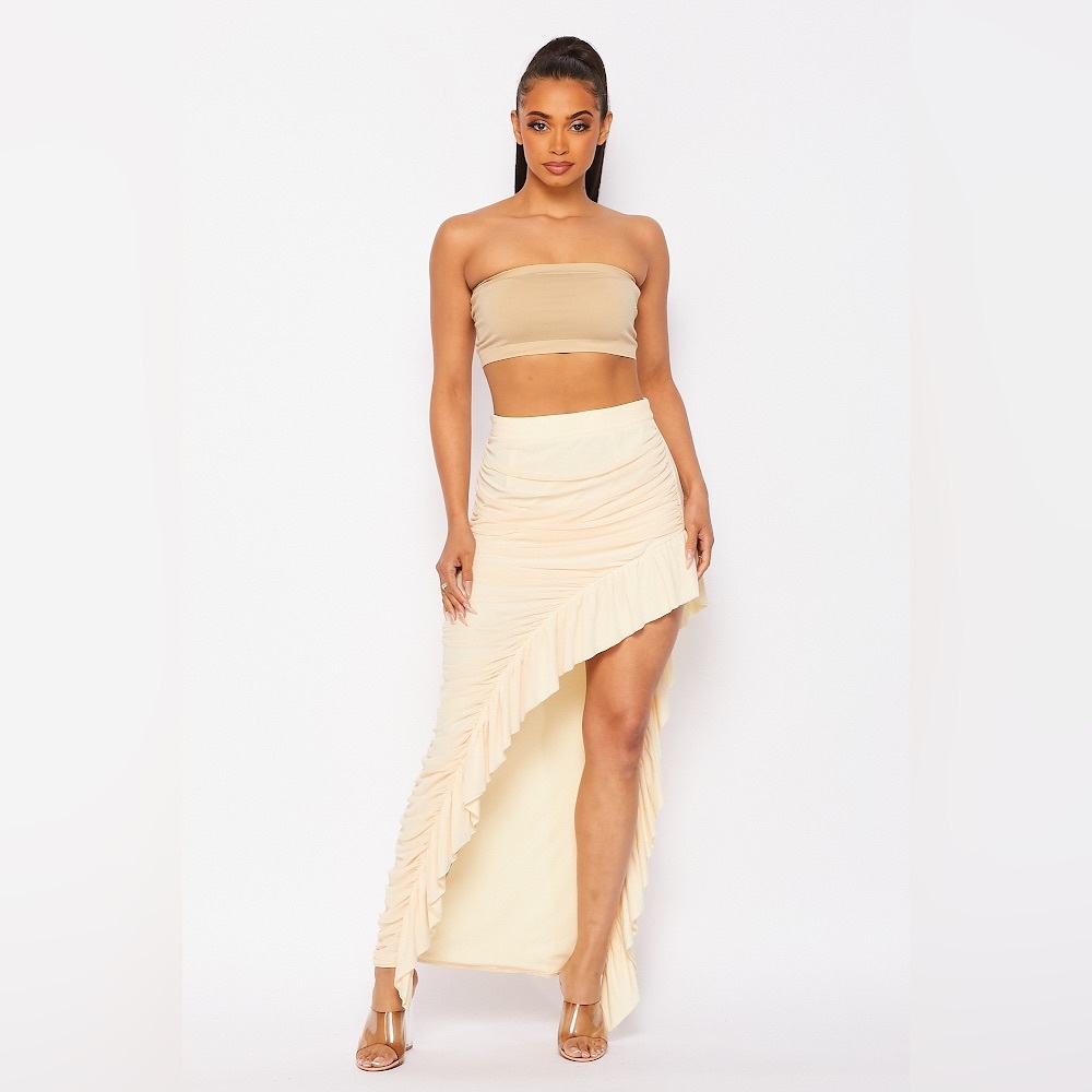 Rouched salsa 💃 skirt with high slit